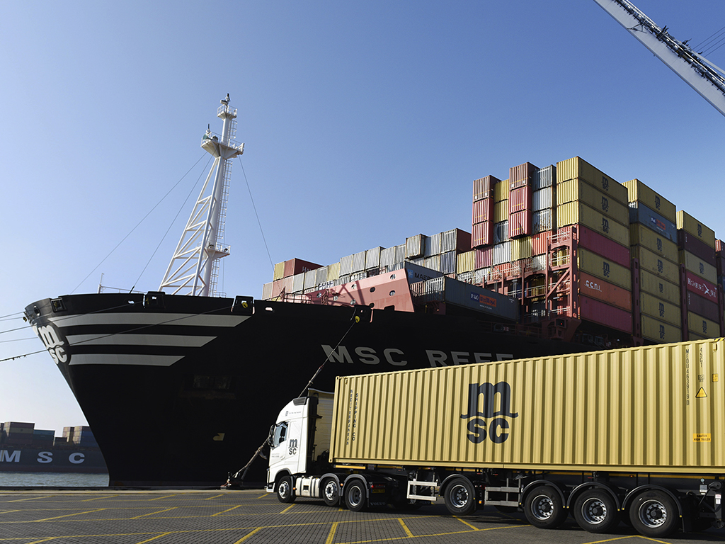 MSC Reef (built 2016) at the port of Felixstowe