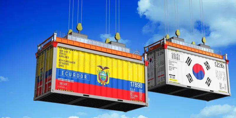 contenedores-con-banderas-de-ecuador-y-corea-del-sur-ilustración-d-306574109