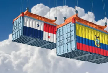 contenedores-de-carga-con-banderas-nacionales-ecuador-y-panama-d-representación-206054883
